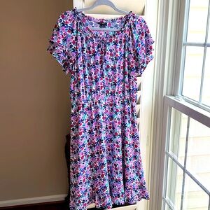 Talbots Floral Flowy SS Boho Dress 8P Fits 8